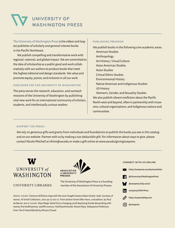 University of Washington Press Fall 2026 Catalog Weekly Ad December 31, 2025 - December 31, 2026