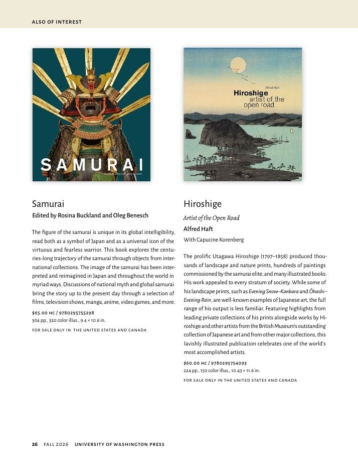 University of Washington Press Fall 2026 Catalog Weekly Ad December 31, 2025 - December 31, 2026