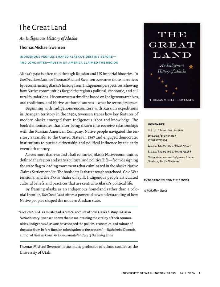University of Washington Press Fall 2026 Catalog Weekly Ad December 31, 2025 - December 31, 2026