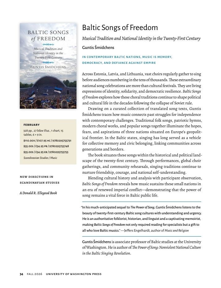University of Washington Press Fall 2026 Catalog Weekly Ad December 31, 2025 - December 31, 2026