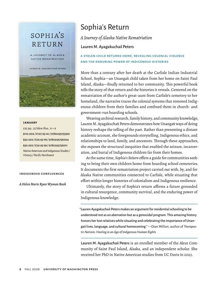 University of Washington Press Fall 2026 Catalog Weekly Ad December 31, 2025 - December 31, 2026