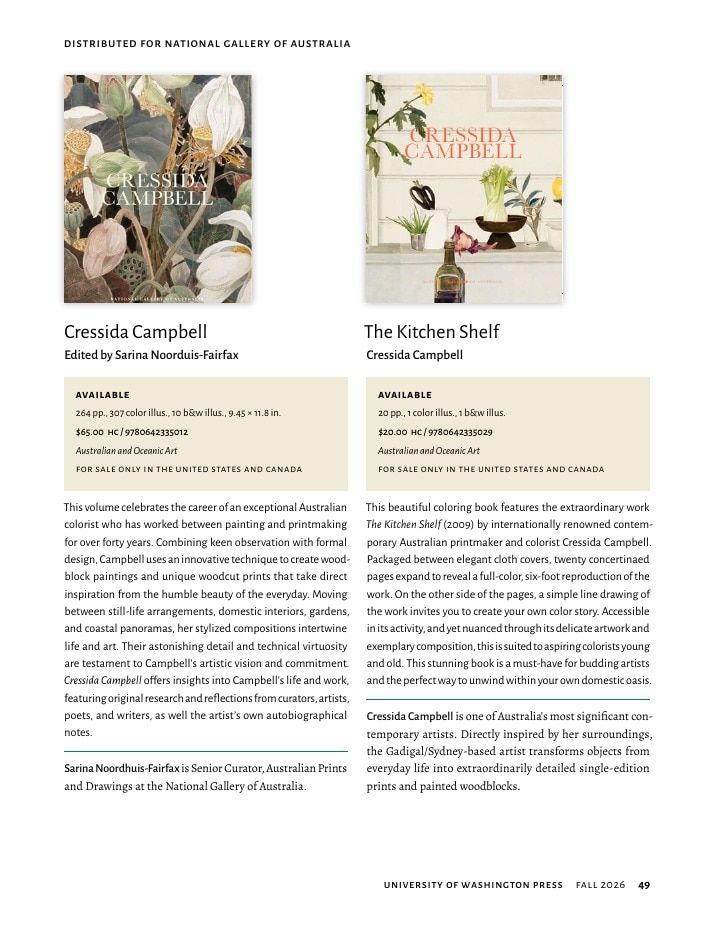 University of Washington Press Fall 2026 Catalog Weekly Ad December 31, 2025 - December 31, 2026