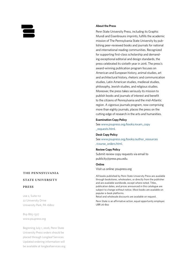 Penn State University Press Fall 2026 Catalog Weekly Ad December 31, 2025 - December 31, 2026