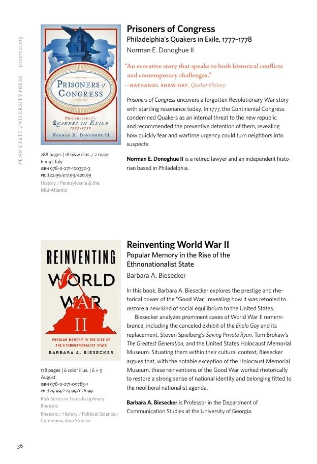 Penn State University Press Fall 2026 Catalog Weekly Ad December 31, 2025 - December 31, 2026