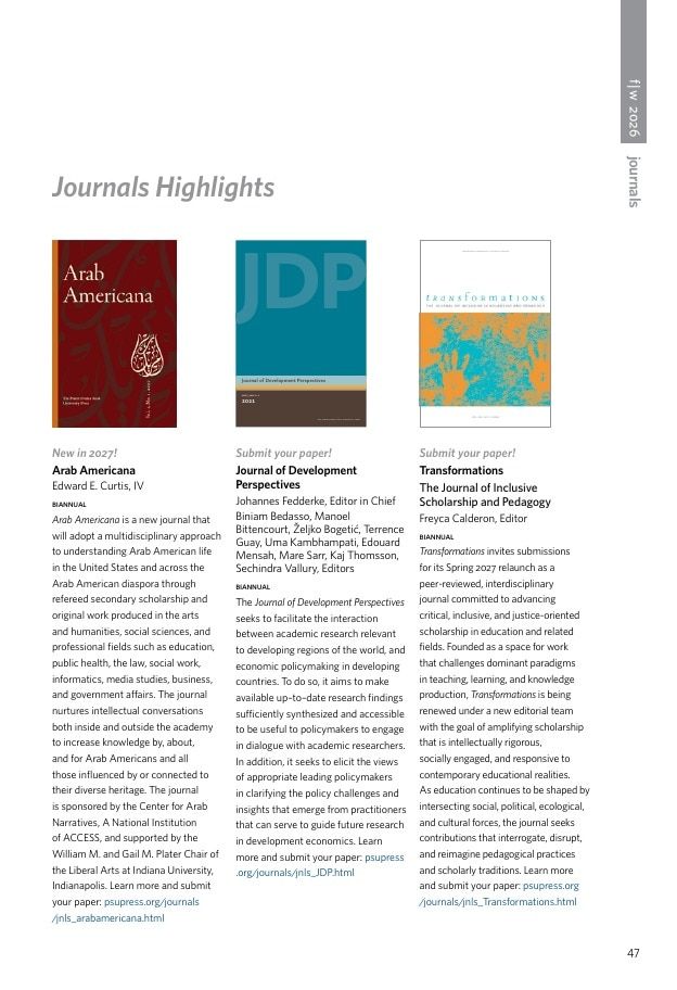 Penn State University Press Fall 2026 Catalog Weekly Ad December 31, 2025 - December 31, 2026