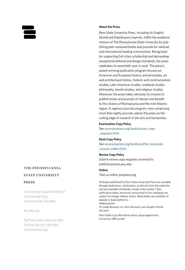 Penn State University Press Spring 2026 Catalog Weekly Ad December 31, 2025 - December 31, 2026