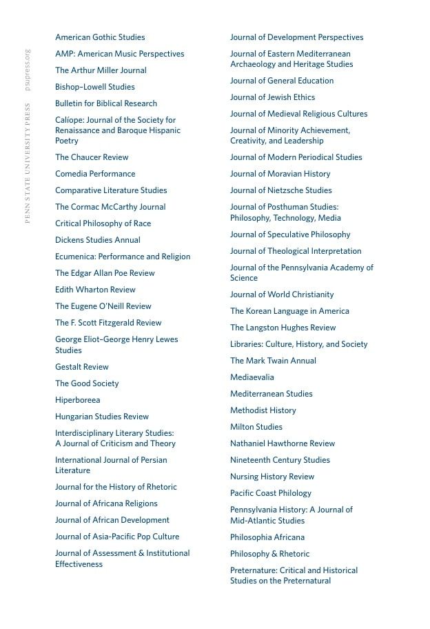 Penn State University Press Spring 2026 Catalog Weekly Ad December 31, 2025 - December 31, 2026