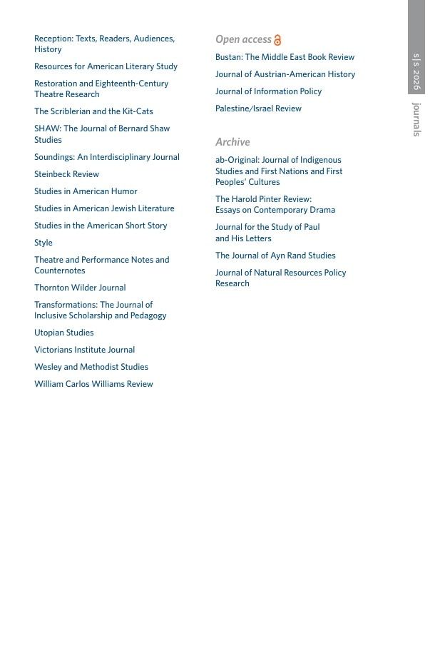 Penn State University Press Spring 2026 Catalog Weekly Ad December 31, 2025 - December 31, 2026