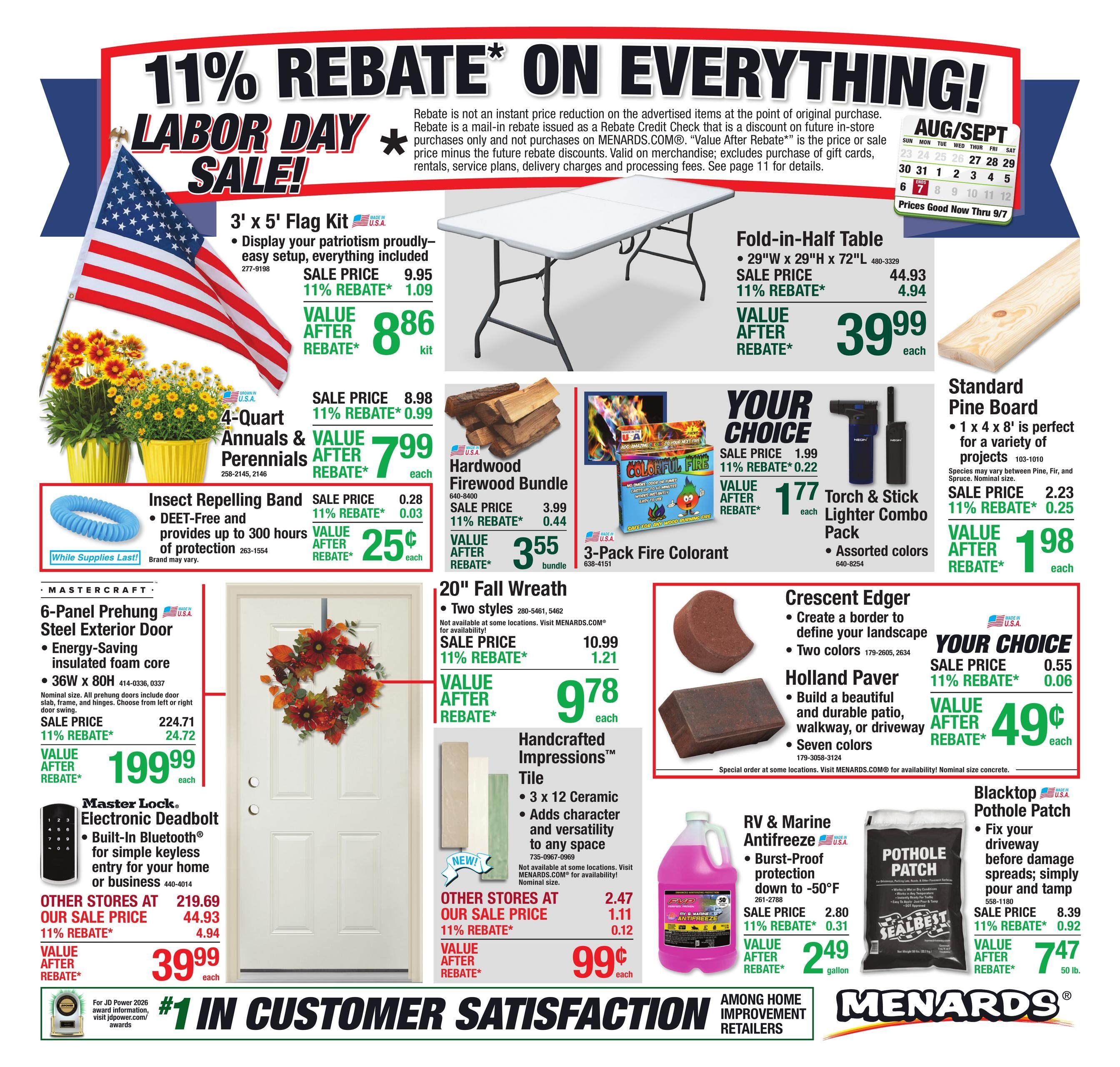 Menards (Duluth Area, MN) 11% Rebate Sale Weekly Ad August 26 - September 7, 2026