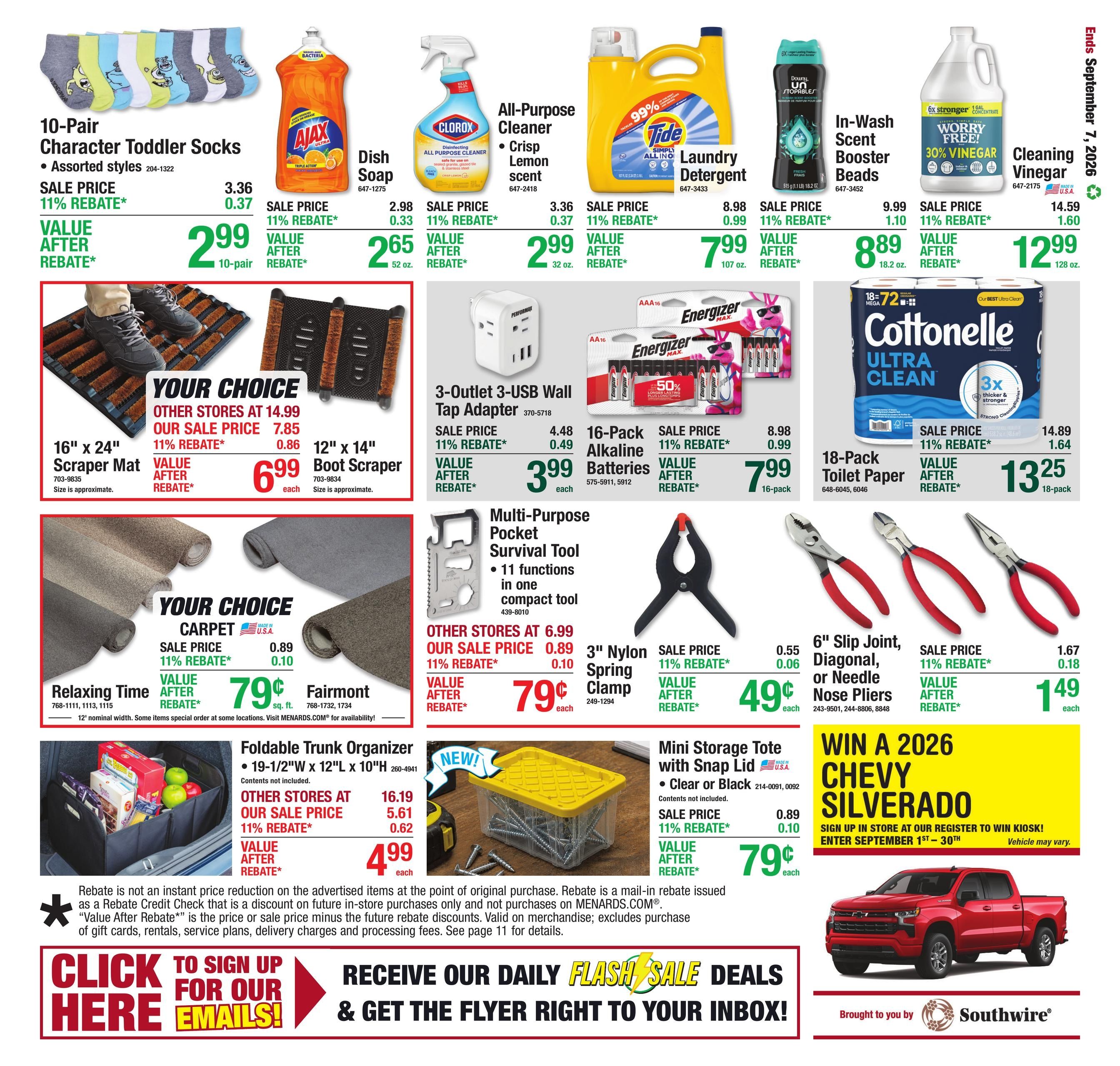 Menards (MI, WI) 11% Rebate Sale Weekly Ad August 26 - September 7, 2026