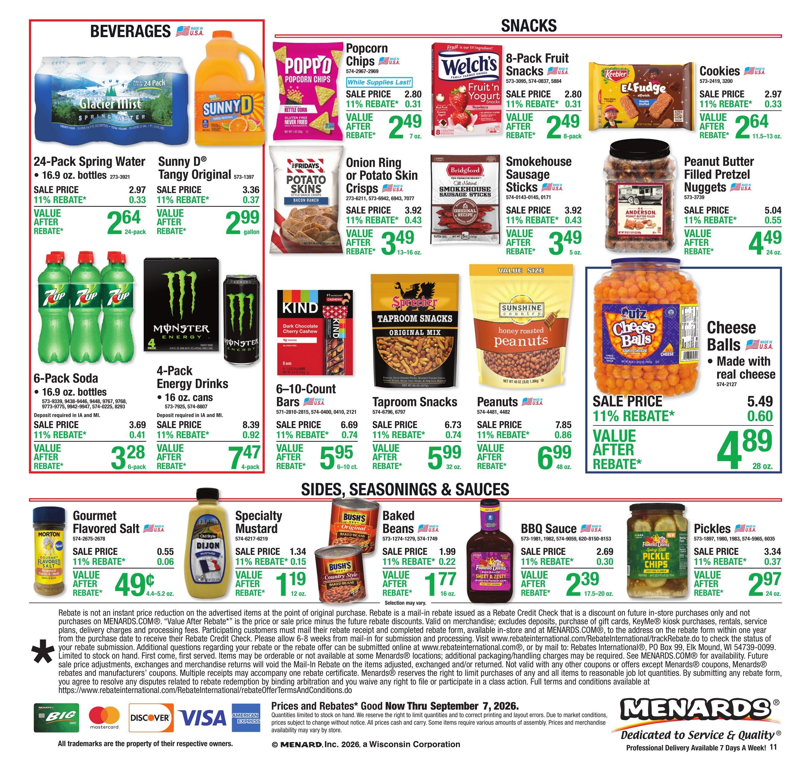 Menards (Linwood–Midland Area, MI) 11% Rebate Sale Weekly Ad August 26 - September 7, 2026