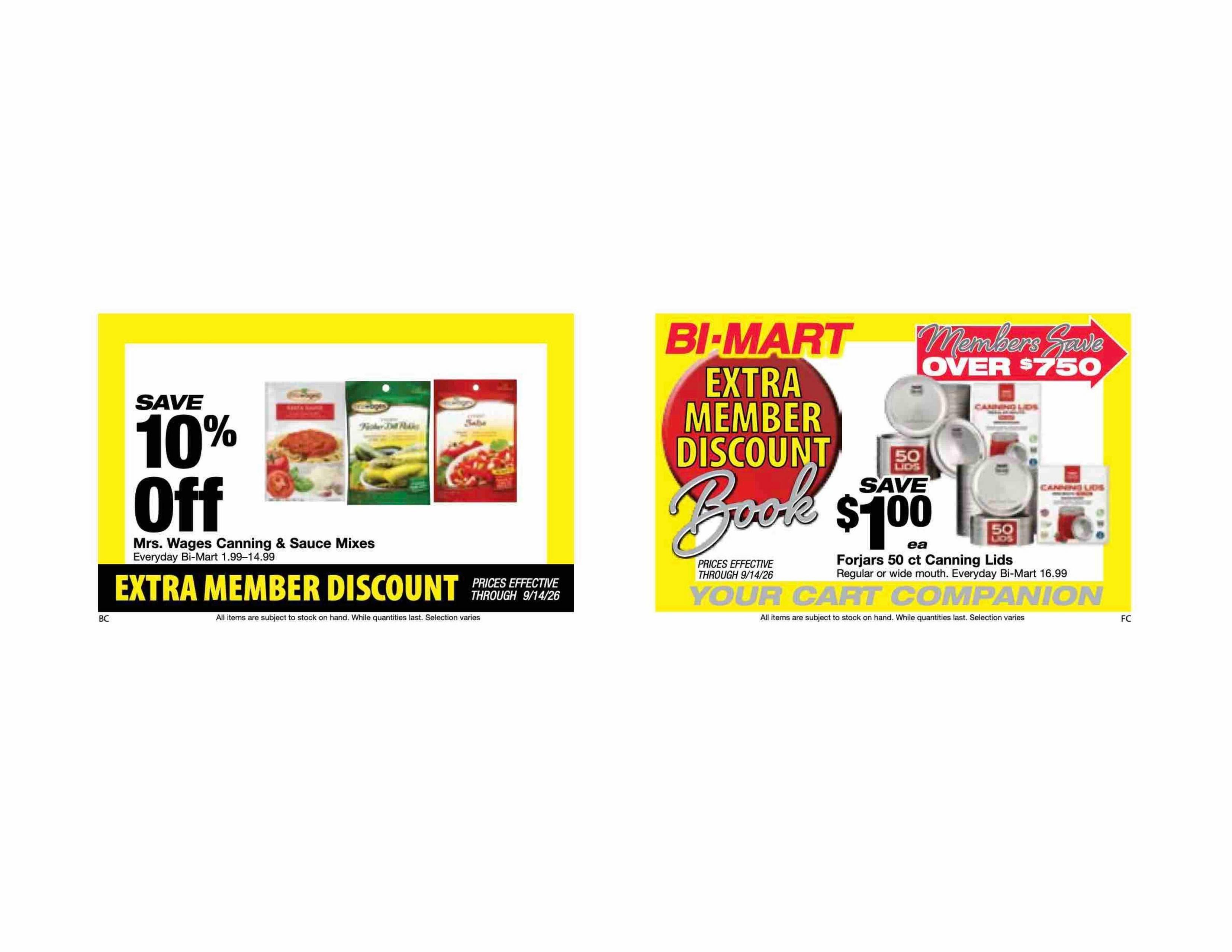 Bi-Mart Weekly Ad August 25 - September 14, 2026