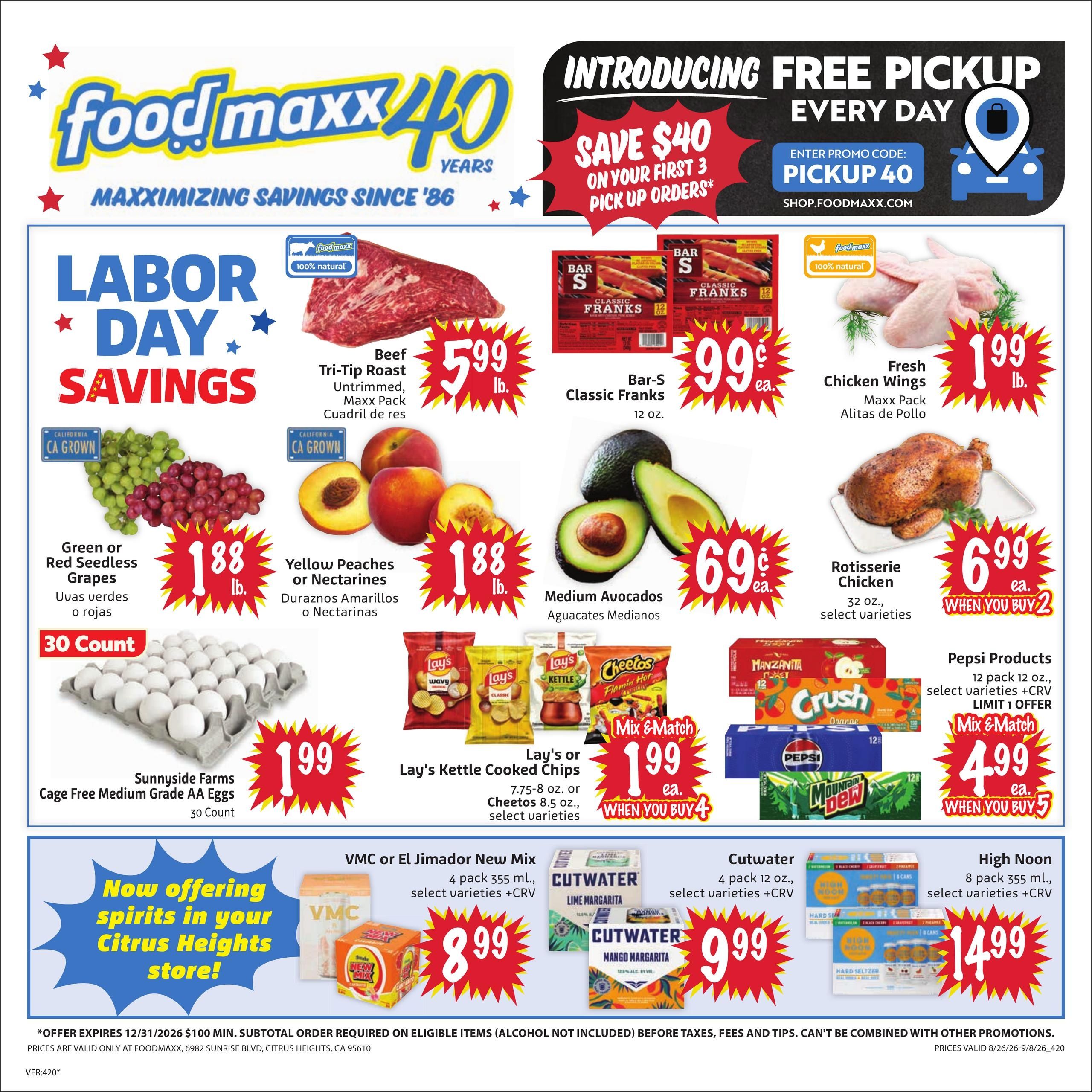 FoodMaxx (Citrus Heights Area, CA) Weekly Ad August 26 - September 8, 2026