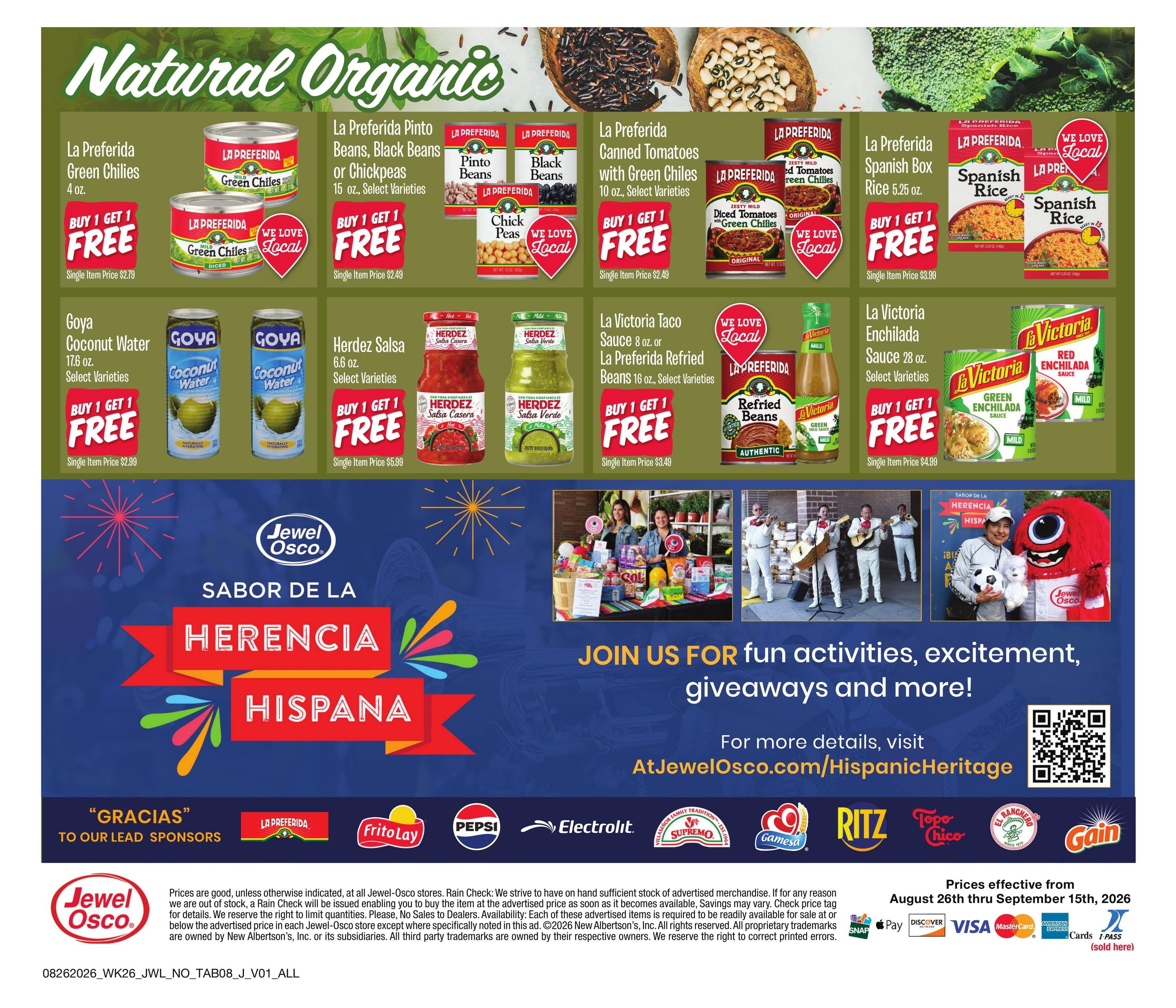 Jewel-Osco (IL, IN) Organics Guide Weekly Ad August 26 - September 15, 2026