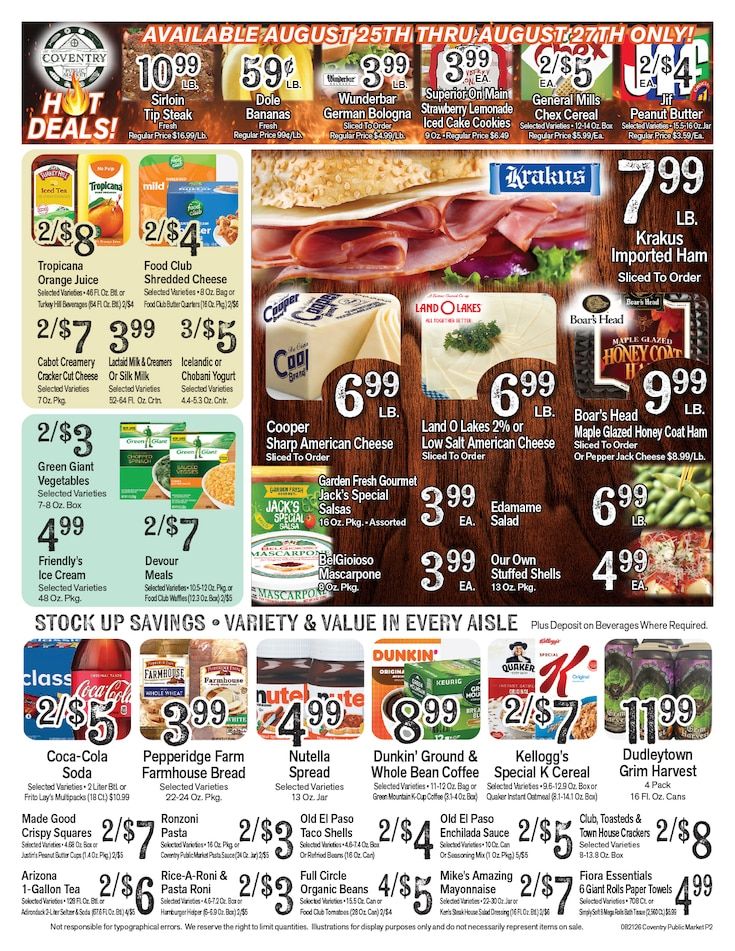 Coventry Public Market Weekly Ad August 21 - 27, 2026