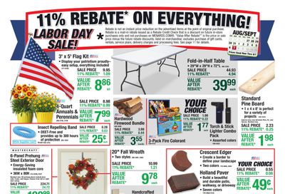 Menards (Ashley Area, ND) 11% Rebate Sale Weekly Ad August 26 - September 7, 2026