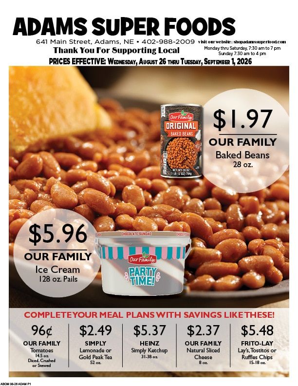 Adams Super Foods Weekly Ad August 26 - September 1, 2026