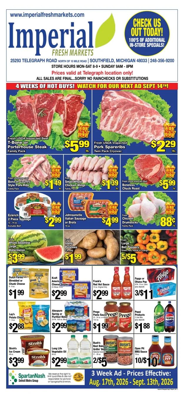 Imperial Fresh Markets (Southfield, MI) Weekly Ad August 17 - September 13, 2026