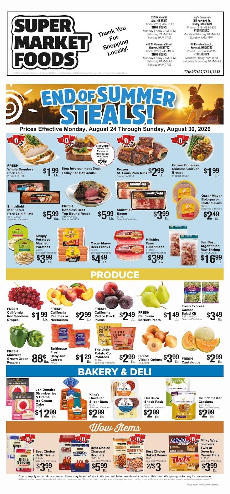 SuperMarket Foods Weekly Ad August 26 - September 1, 2026