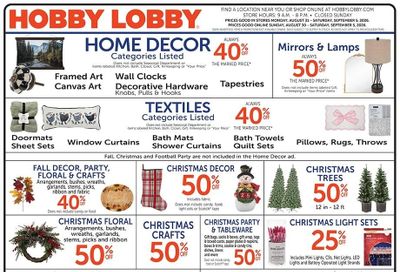 Hobby Lobby Weekly Ad August 30 - September 5, 2026