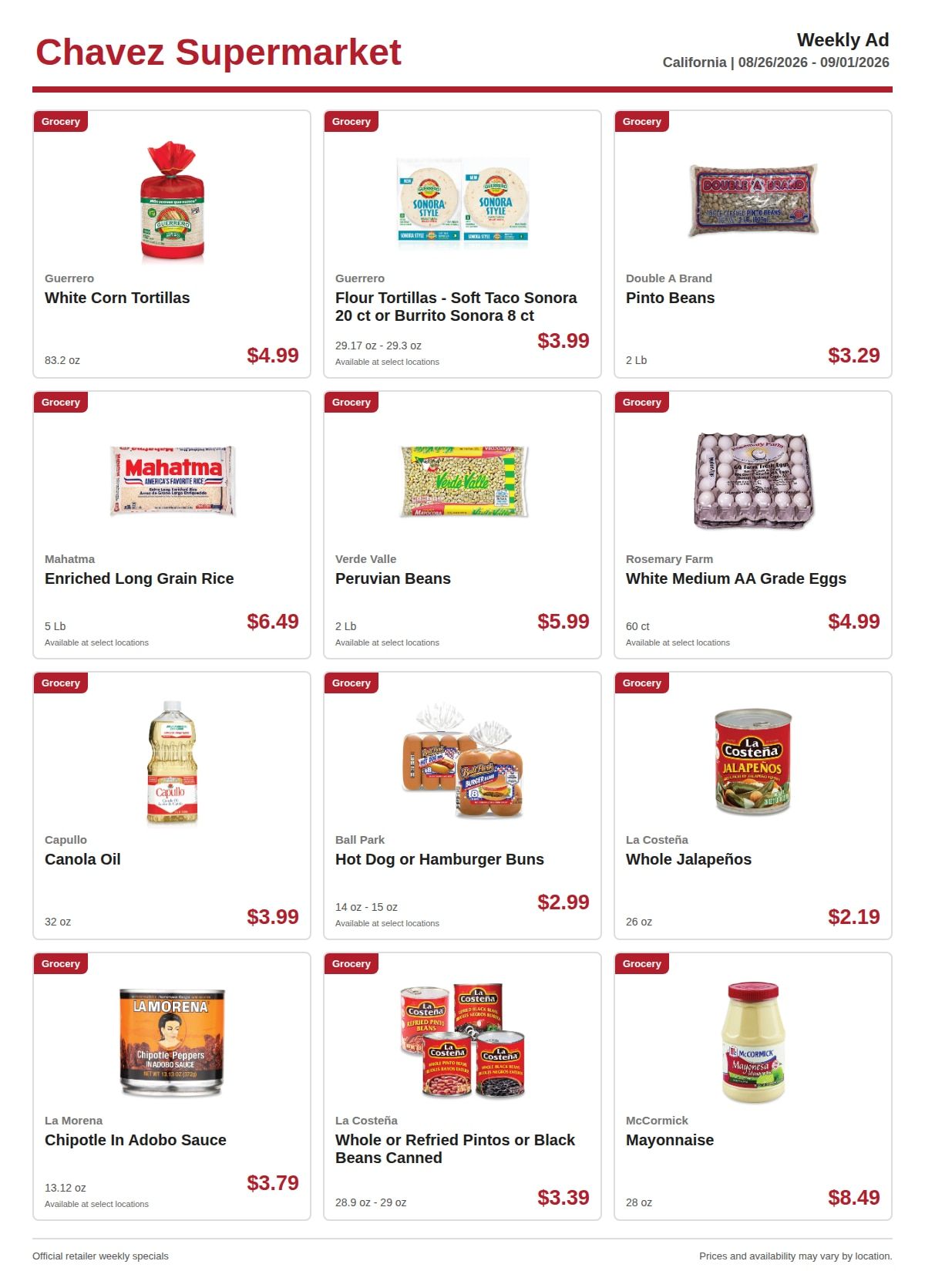 Chavez Supermarket Weekly Ad August 26 - September 1, 2026