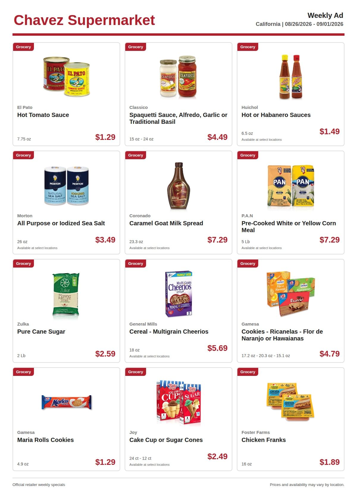 Chavez Supermarket Weekly Ad August 26 - September 1, 2026