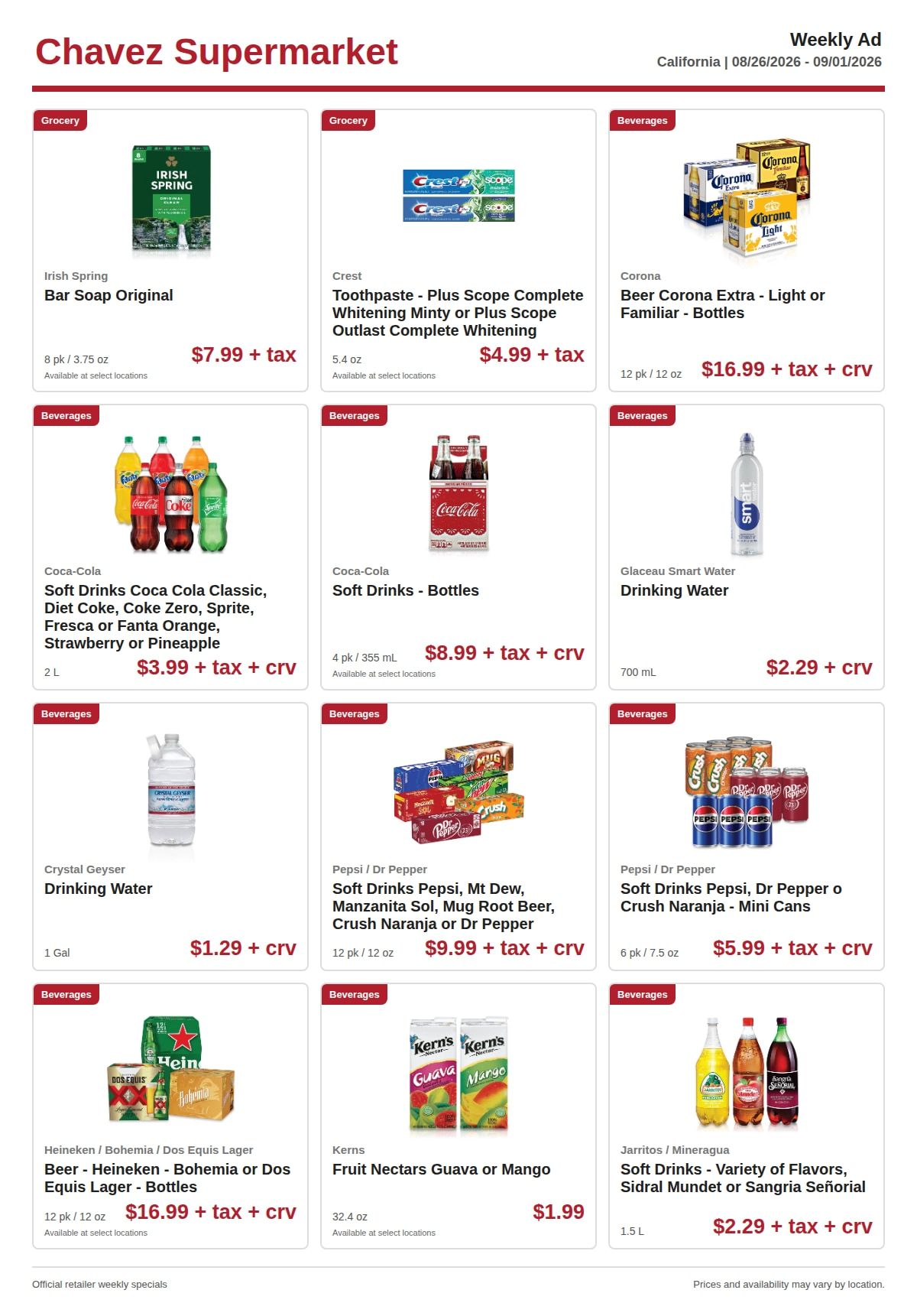 Chavez Supermarket Weekly Ad August 26 - September 1, 2026
