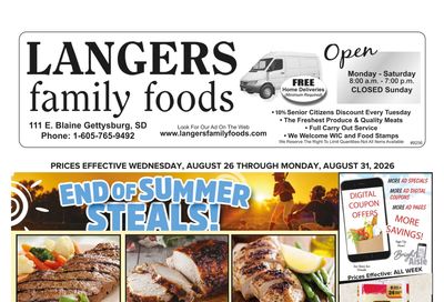 Langer's Family Foods End of Summer Steals! Weekly Ad August 26 - 31, 2026