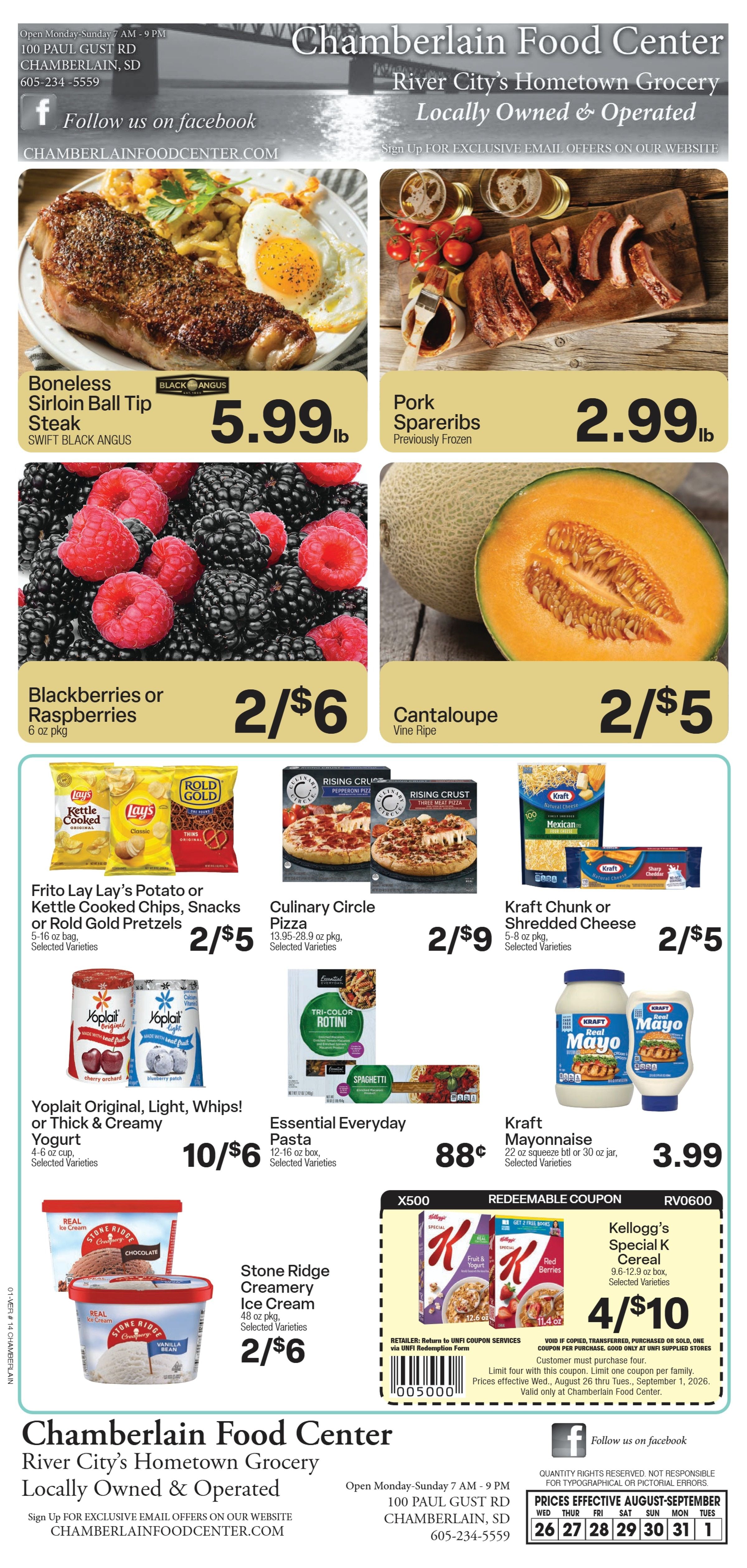 Chamberlain Food Center Weekly Ad August 26 - September 1, 2026