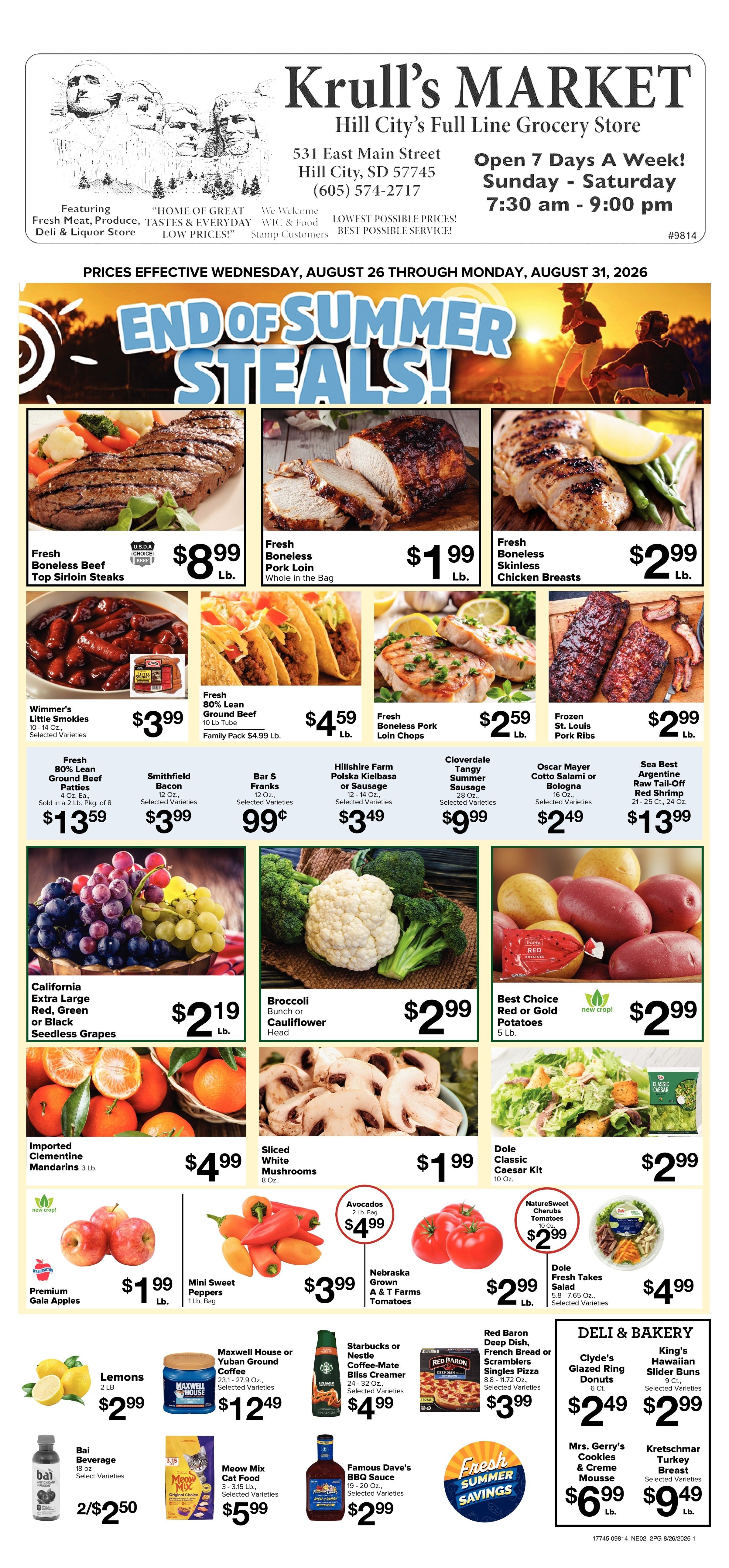 Krull's Market End of Summer Steals! Weekly Ad August 26 - 31, 2026