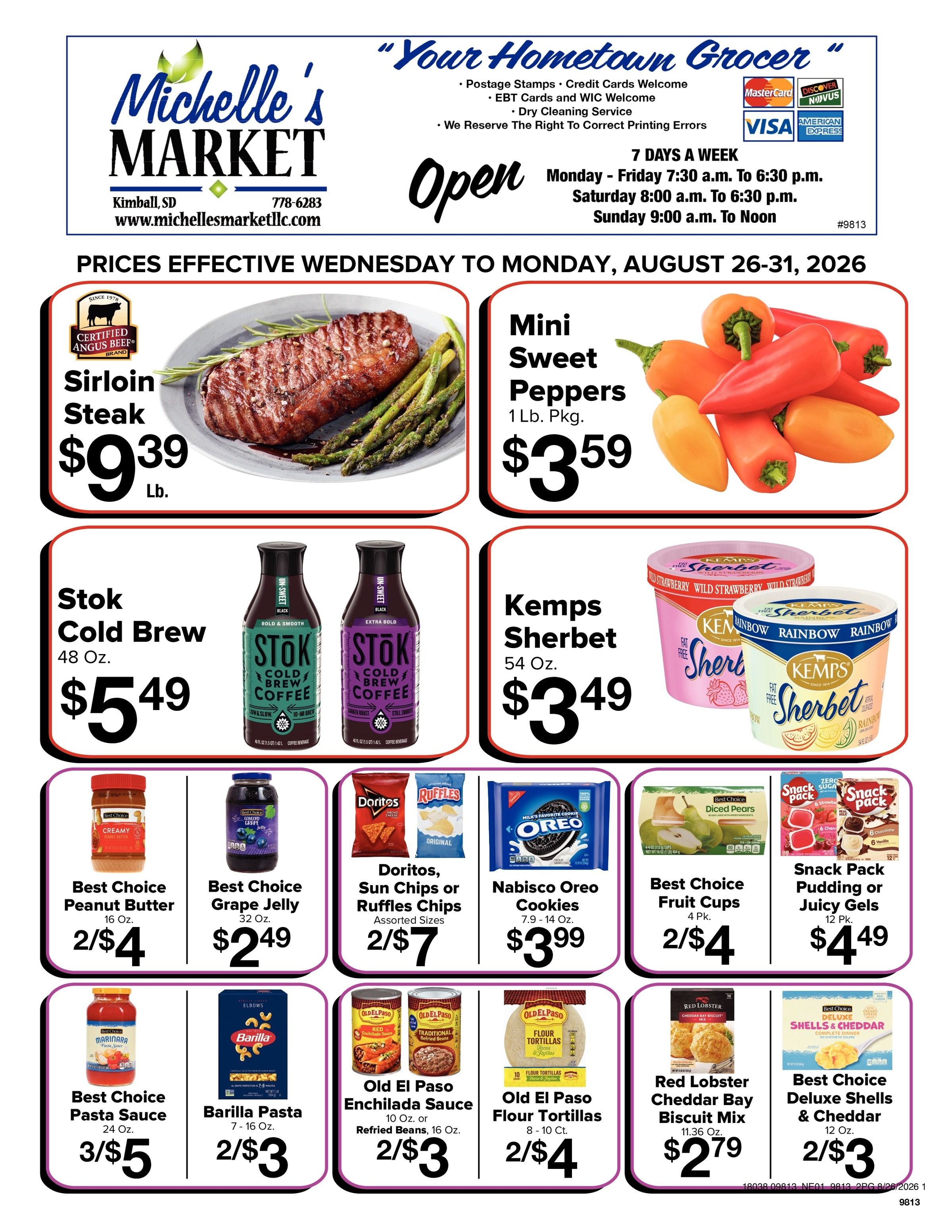 Michelle's Market Your Hometown Grocer Weekly Ad August 26 - 31, 2026