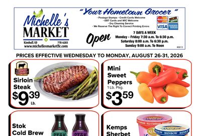 Michelle's Market Your Hometown Grocer Weekly Ad August 26 - 31, 2026