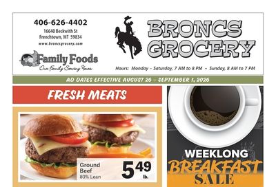 Bronc's Grocery Weekly Ad August 26 - September 1, 2026