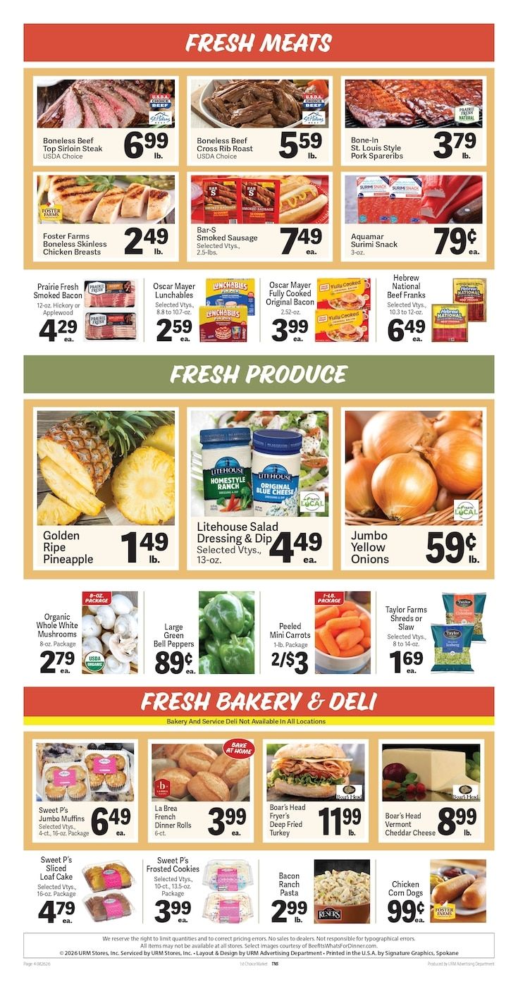 1st Choice Fresh Market Weekly Ad August 26 - September 1, 2026
