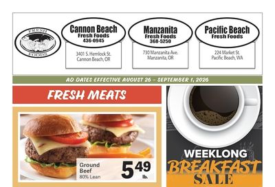 Fresh Foods Manzanita Weekly Ad August 26 - September 1, 2026