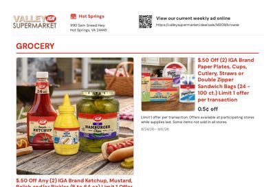 Valley Supermarket IGA Weekly Ad August 24 - September 6, 2026