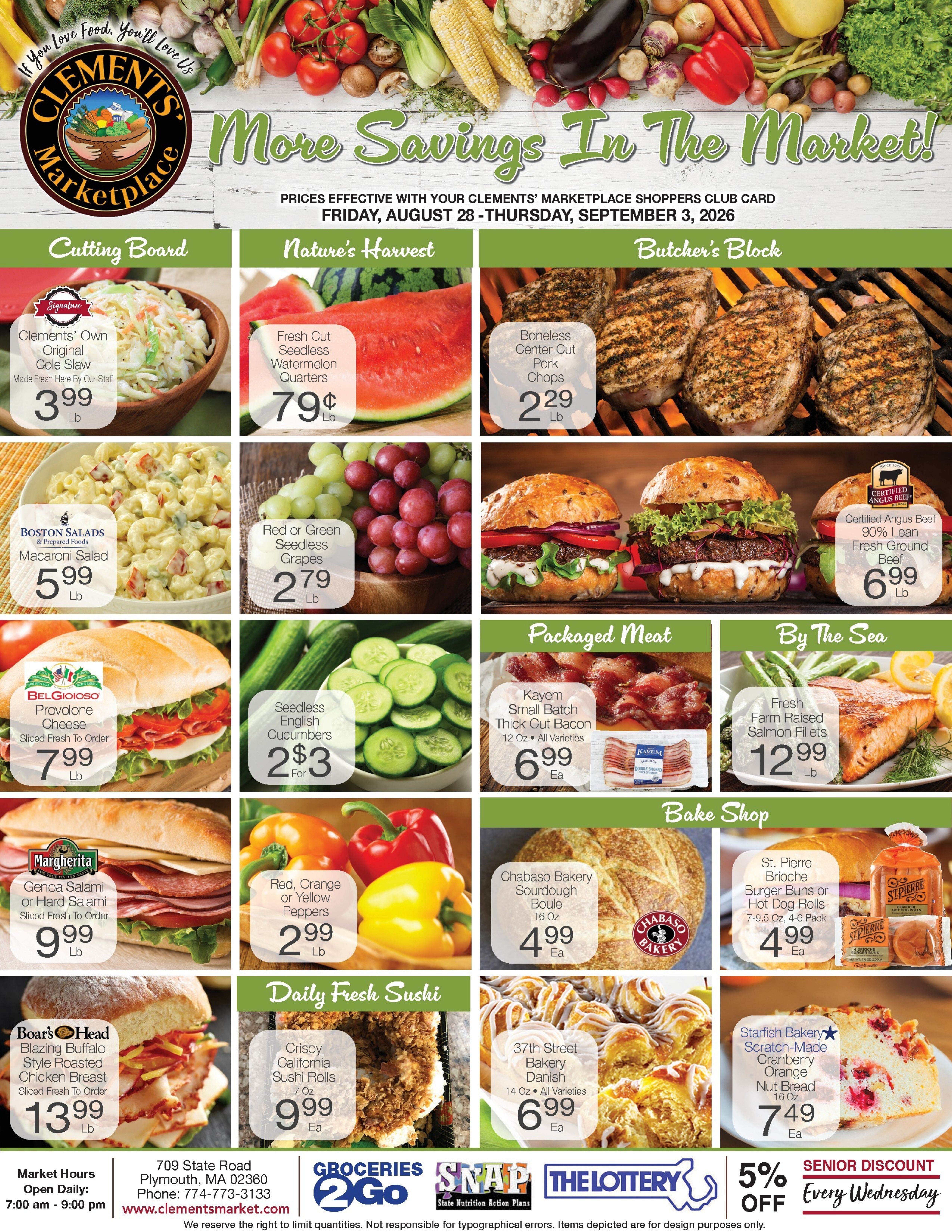 Clements' Marketplace (Plymouth, MA) Weekly Ad August 28 - September 3, 2026