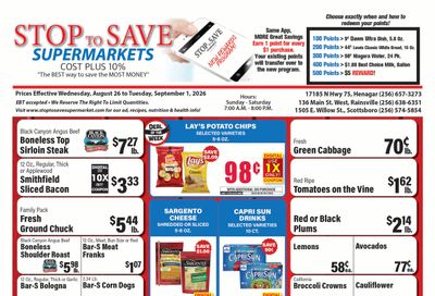 Stop To Save Weekly Ad August 26 - September 1, 2026