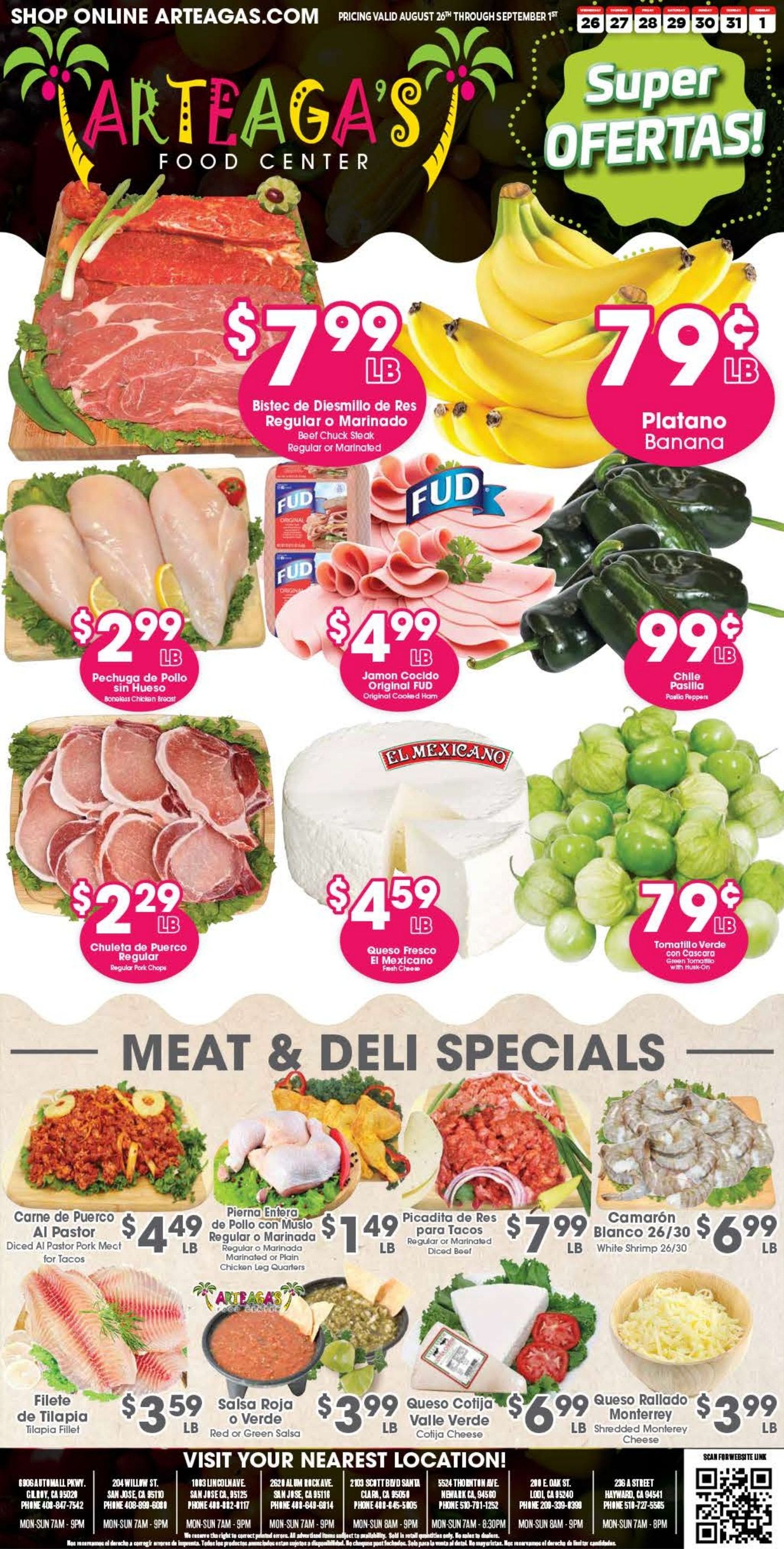 Arteaga's Food Center Weekly Ad August 26 - September 1, 2026