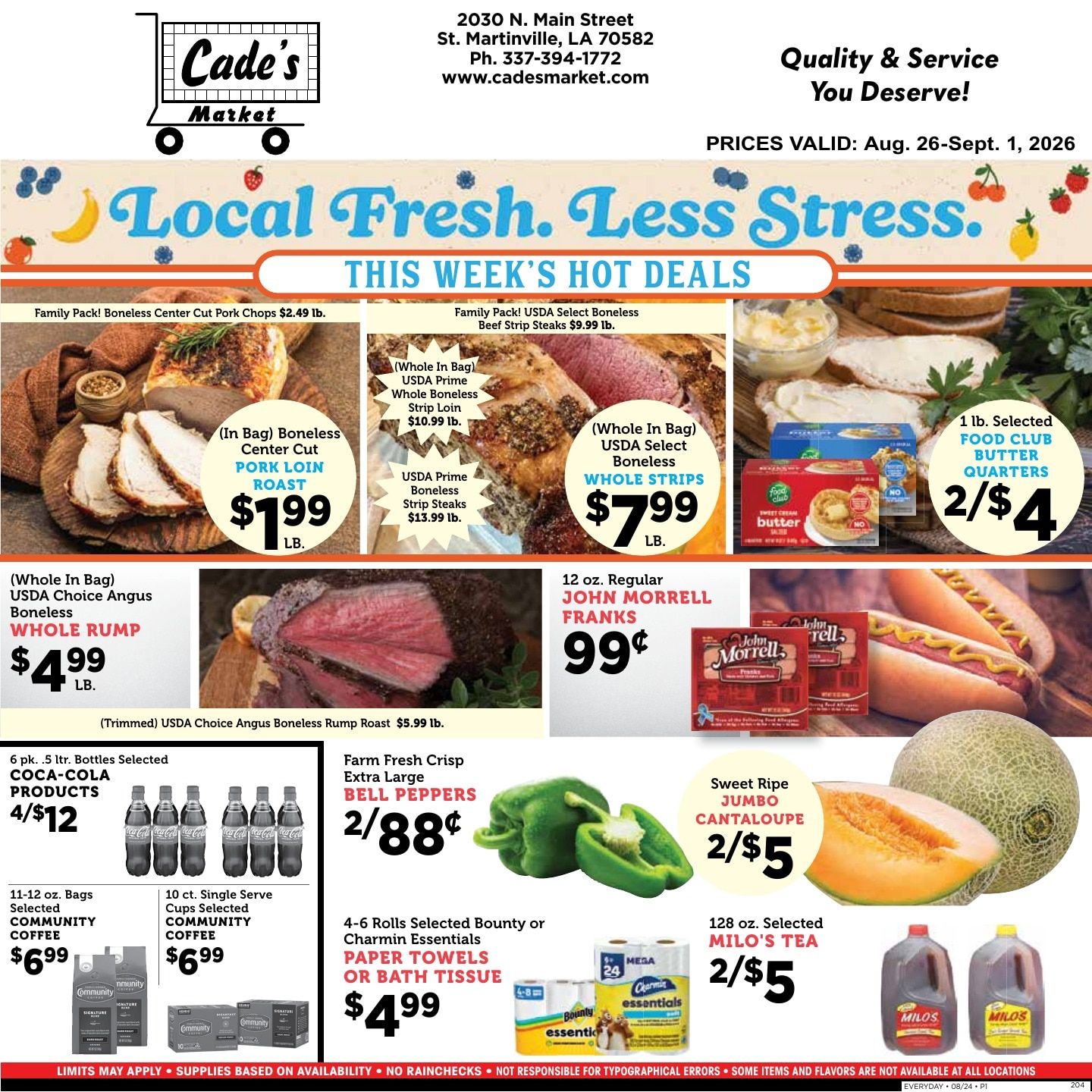 Cade's Market Weekly Ad August 26 - September 1, 2026