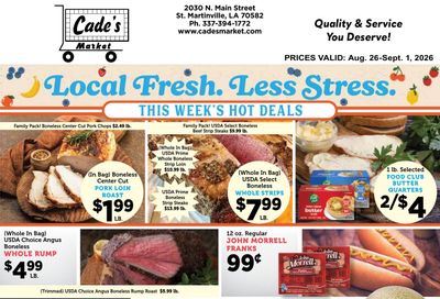 Cade's Market Weekly Ad August 26 - September 1, 2026