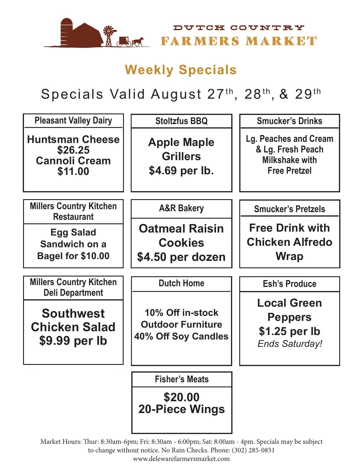 Dutch Country Farmers Market Weekly Specials Weekly Ad August 27 - 29, 2026