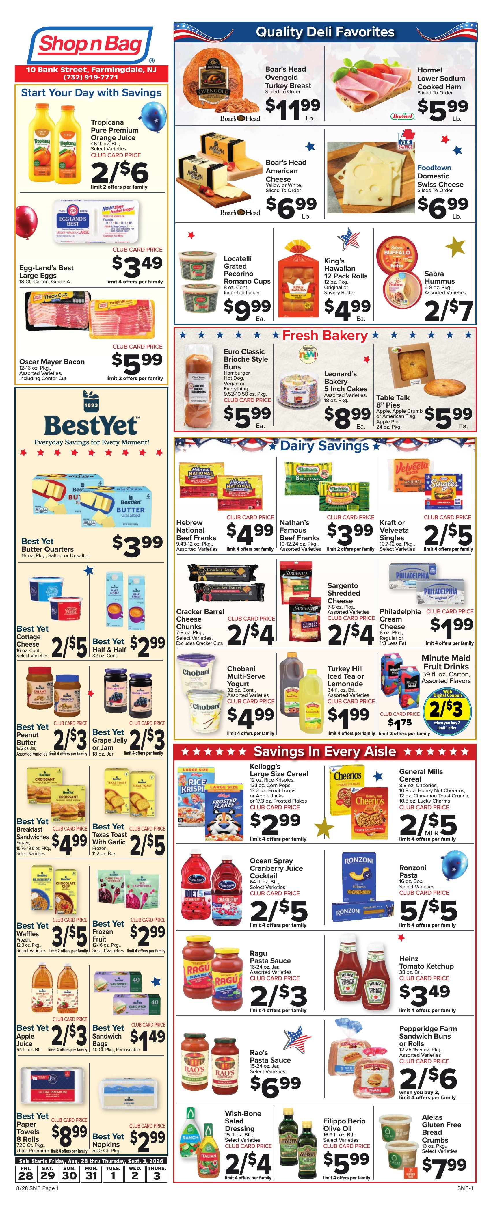 Shop n Bag Weekly Ad August 28 - September 3, 2026