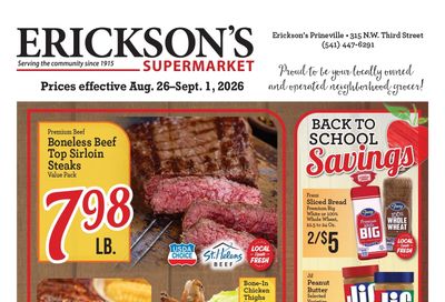 Erickson's Thriftway Weekly Ad August 26 - September 1, 2026