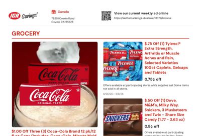 Keith's Market IGA Weekly Ad August 26 - September 8, 2026