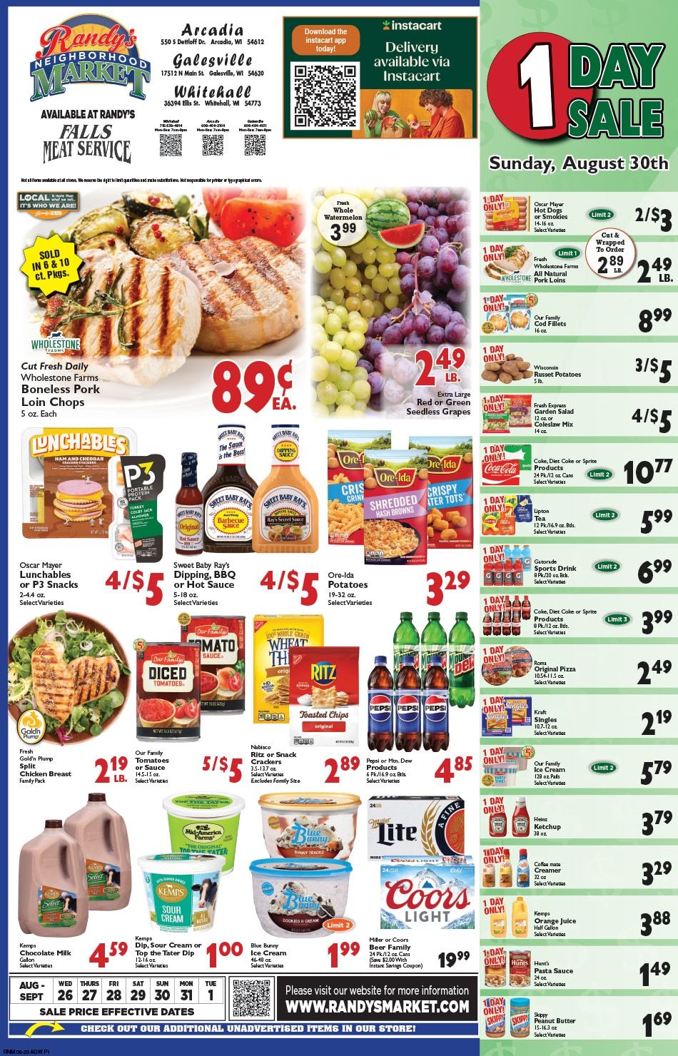 Randy's Neighborhood Market (Wisconsin) Weekly Ad August 26 - September 1, 2026