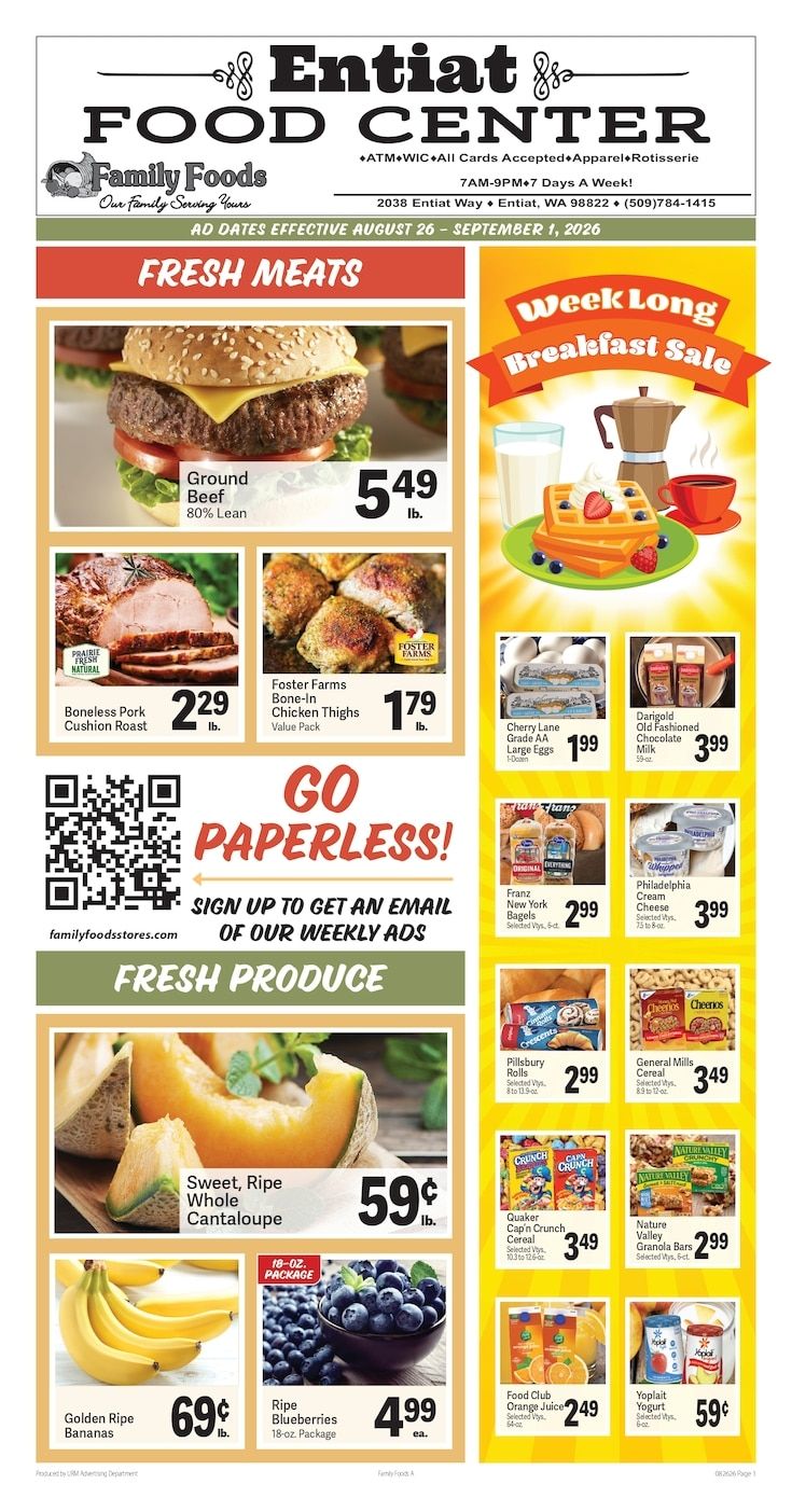 Entiat Food Center Weekly Ad August 26 - September 1, 2026