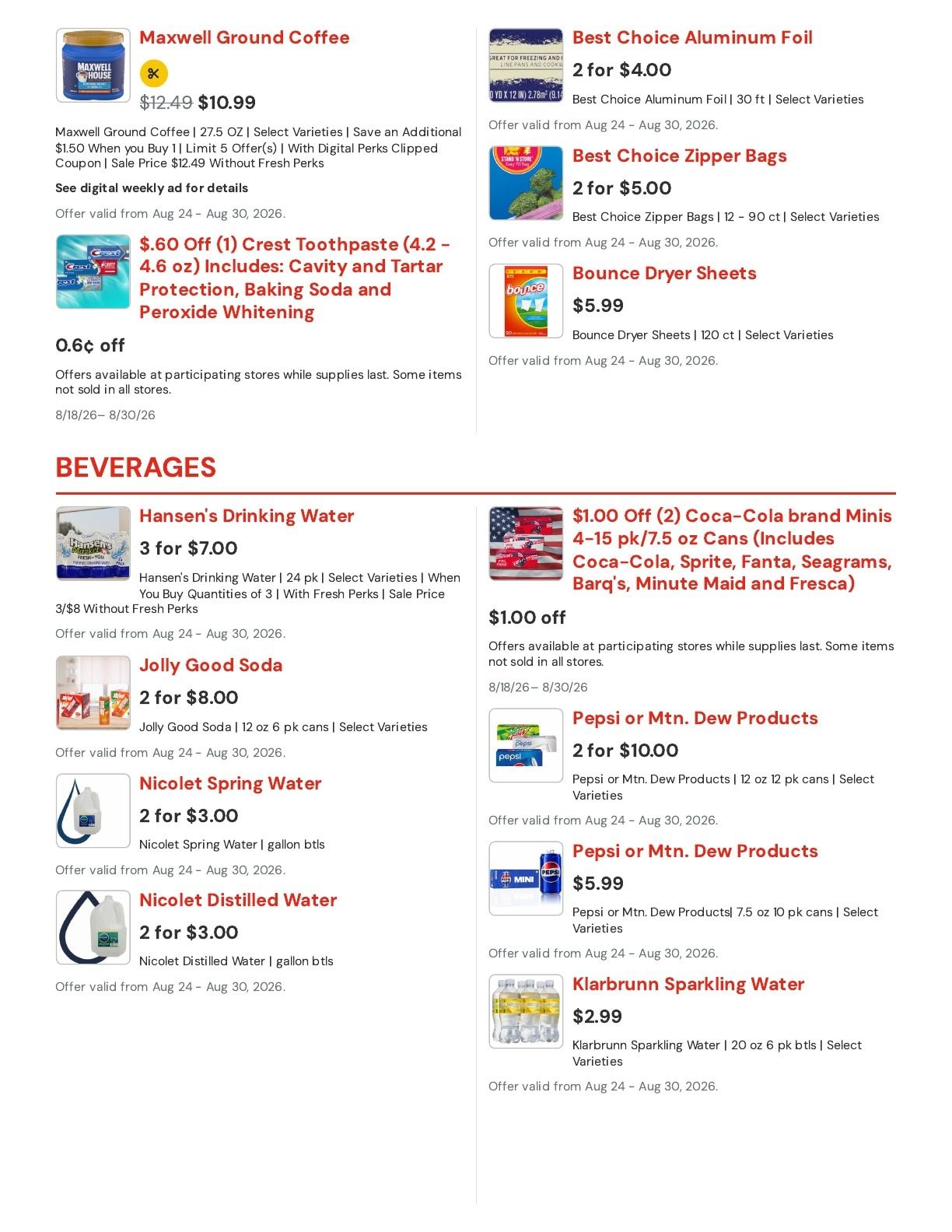 Hansen's IGA (Bangor, WI) Weekly Ad August 24 - 30, 2026