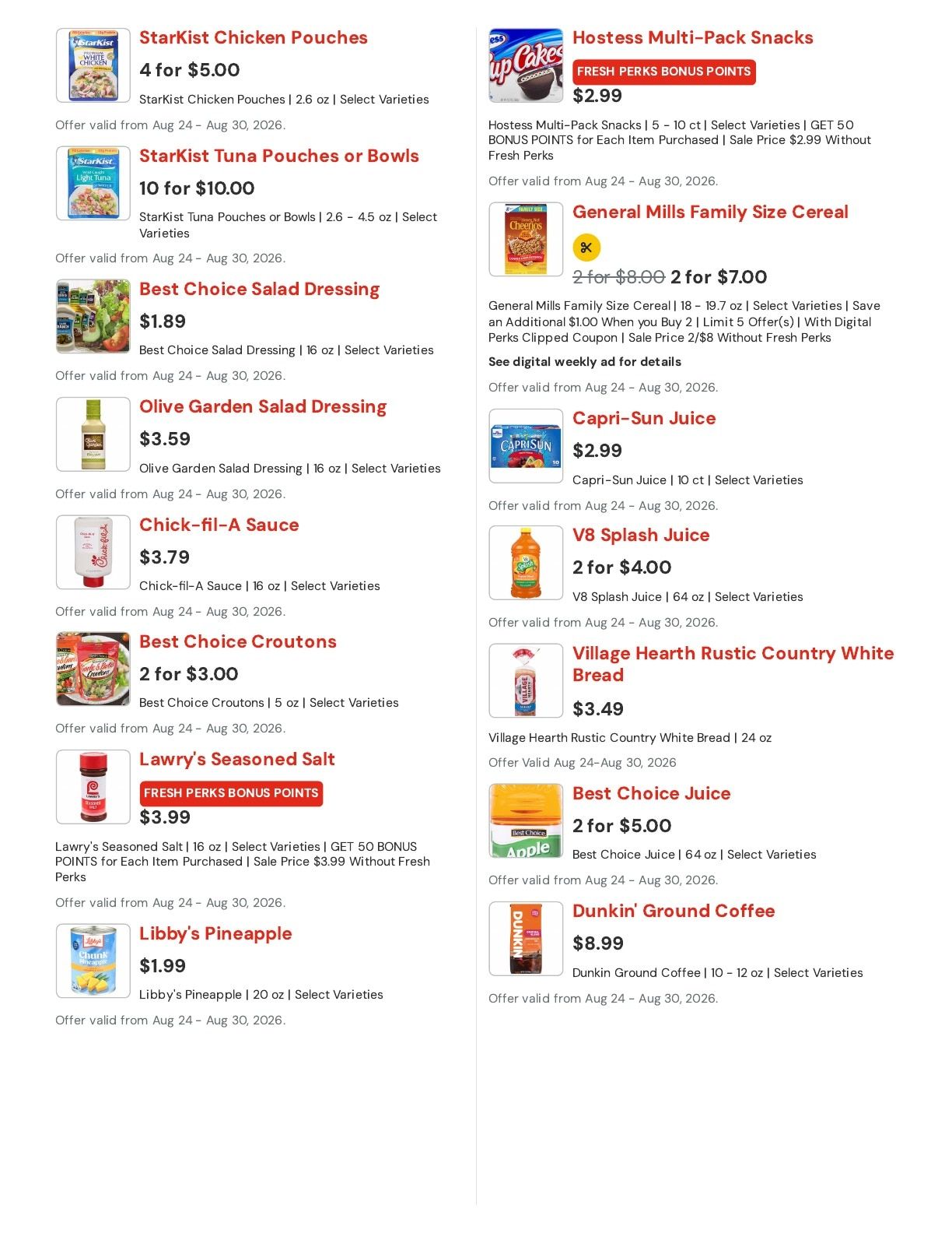 Hansen's IGA (Bangor, WI) Weekly Ad August 24 - 30, 2026