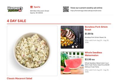 Hansen's IGA (Sparta, WI) Weekly Ad August 24 - 30, 2026